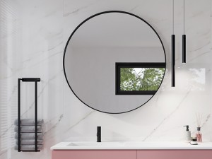 spiegel Rondo + frame zwart mat