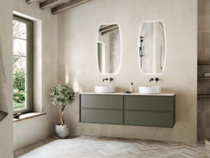 Badmeubel Roots 160cm olive + spiegel Omega